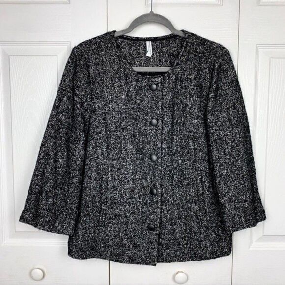 Katherine Barclay Montreal Canada Tweed Snap Front Jacket Blazer Size M - Picture 1 of 10